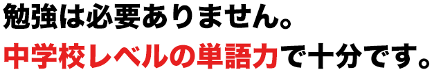 勉強は必要ありません。中学校レベルの単語力で十分です。